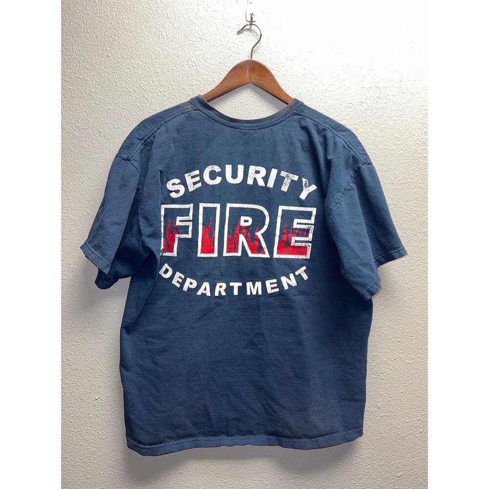 Vintage Security Fire Department Shirt Blue Colorado Fire Fighter VTG XL